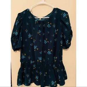 Green blouse with flowers